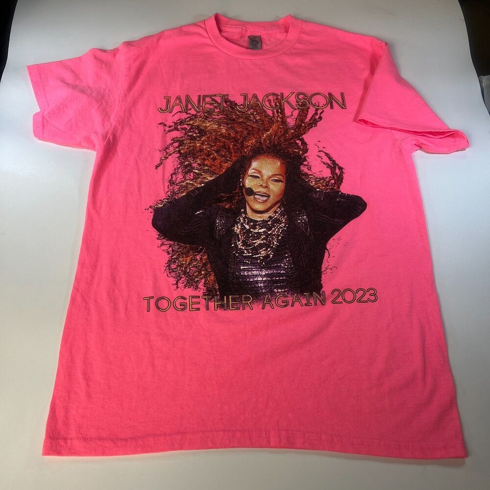 Janet Jackson Together Again 2023 Tour Tee Neon Pink Concert Shirt